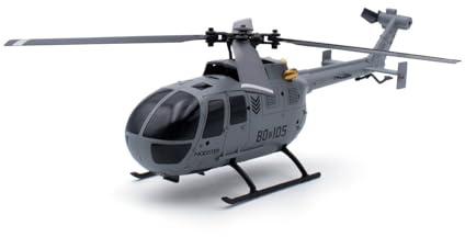 MODSTER BO-105 Flybarless RC Hélicoptère RC I 256 mm I Hélicoptère RTF RC avec stabilisation de l'avion à 6 Axes I Démarrage de Voiture/atterrissage de Voiture, Gris