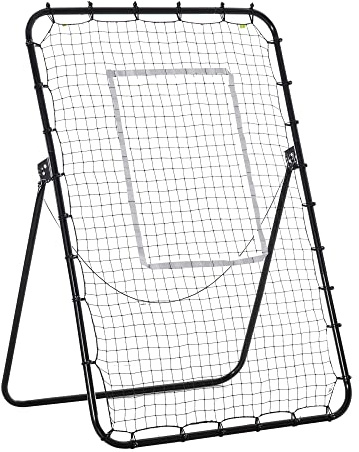 HOMCOM Red de Rebote Plegable Reboteador de Metal con 4 Ángulos y Altura Ajustables para Entrenamiento de Fútbol Tenis Béisbol Deportes 123x73x178,5 cm Negro
