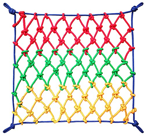 DRYNDA Kinder Anti-Fall Sicherheit Schutz Kletternetz,Außenbereich Kletternetz Für Kinder Nylon-Seil Spielplatz Baumhaus Play Giant Mesh Frachtnetze(Size:1x1M(3x3FT))