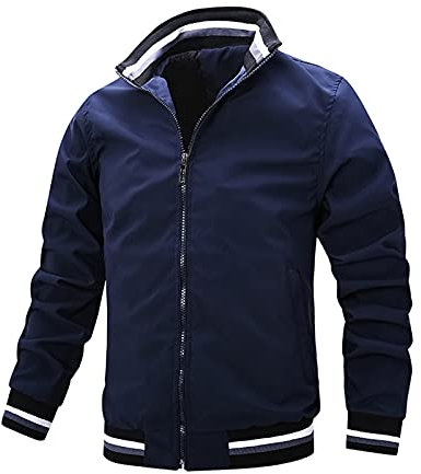 Übergangsjackee Herren Baseball Blouson - Bomberjacke Herren Sommer Dünn Sweatjacke Stehkragen Freizeitjacke Leichte Bomber Jacke Full Zip Übergangsmantel College Jacke Outdoorjacke Trainingsjacke
