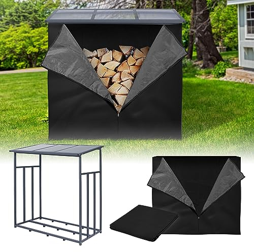 ML-Design Scaffalatura per Legna da Ardere in Acciaio Antracite XL 143 x 70 x 145 cm 1,2 m³ con Copertura di Protezione Supporto Legnaia con Coperchio Impermeabile Portalegna Poliestere Scaffale