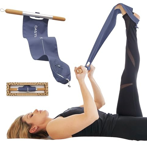 CastleFlexx Mobility and Full Body Strengthening Device | Non-Elastic Stretch Strap with Natural Premium Cork Handles for Stretching, Exercise, Physical Therapy, and Yoga