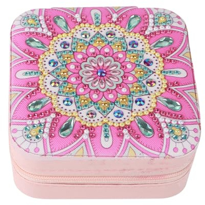 DCIDBEI Boîte à Bijoux Peinture Diamant Filles Femmes Diamant Painting Boîte à Bijoux de Voyage Boite Diamond Painting Rangement Boîte à Bijoux Petit étui de Voyage à Bijoux Mandala