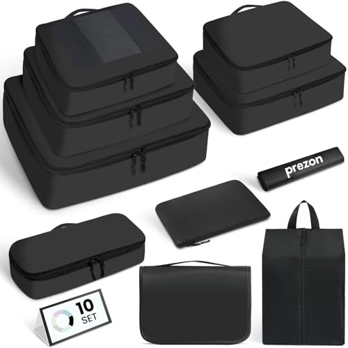 Packing Cubes for Travel | 10 Set, 8 Set |Durable Luggage Organizer 4 Size(Extra Large, Large, Medium, Small),Comprehensive Cubes for Toiletry,Underwear, Shoe,Travel Essentials,Efficient Women Gifts