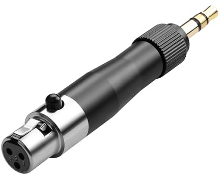 QIANRENON Adaptador de Auriculares de 3,5 mm a Mini XLR - TRS Macho a 3 Pines XLR Hembra Micrófono Beltpack Conector Bloqueable 1/8 para Micrófonos Inalámbricos