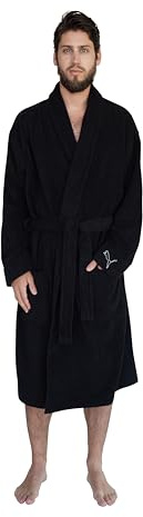 PUMA Unisex Bademantel Morgenmantel Damen Herren Frottee 100% Baumwolle, Farbe:Black, Bekleidungsgröße:L/XL