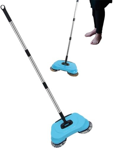 Spazzatrice per tappeti – Spazzatrice domestica pigra, spazzatrice da cucina non elettrica | Spazzatrice con manico regolabile, scopa a spinta per uso domestico, aspirapolvere multifunzione, per