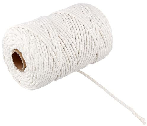 HONYUET 100m x 6mm Cotton Cord, White Macrame Rope, Soft Cotton Twisted String for Sewing, DIY Craft, Bundling Item