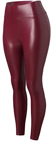 Damen Kunstleder Leggings High Waist Leggings Hose Strumpfhosen Treggins Leggins Kunstleder Leggings Leder Look hüfthoch, Stretch, Leggings aus mattem Leder