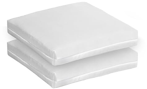 PARAMAISON Set di 4 Cuscini da Esterno per Salottino in Rattan, Sfoderabile Imbottito | 58x51x5cm Bianco