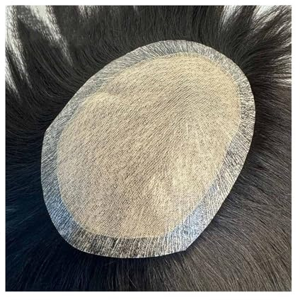 Uso Masculino Tupé for Hombre, Transpirable, con Base de Seda PU, Alrededor la prótesis capilar Masculina, postizos Cabello Humano for Cabeza de Peluca(13cm x18cm)