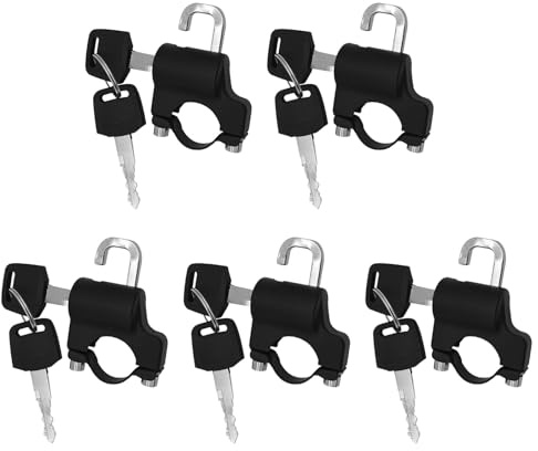 Alipis Lot de 5 sets de Antivols pour Casque de Moto Universels Cadenas de Guidon 22 MM en Acier Résistant aux Intempéries Système de Sécurité Inviolable pour Scooter et Moto pour