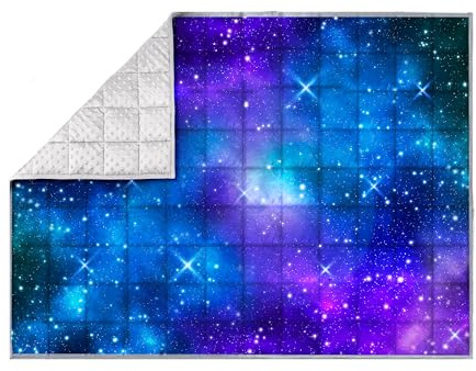 Solfres 5lbs Weighted Blanket, 36 x 48 Inches, Printing Heavy Blanket, Ultra Soft and Cozy, Stars, Sensory Items, Nebula Galaxy