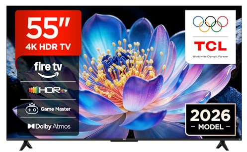 TCL 55V6D Televisor 55 Pulgadas 4K UHD Smart TV, Fire TV, Alexa Integrado, Dolby Vision & Atmos, Game Master, HDR10+, Control por Voz