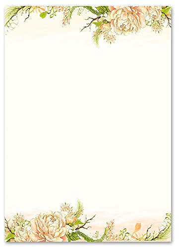20 Sheets Motif Letter Paper! Flowers & Petals Peonies DIN A4 - Paper-Media