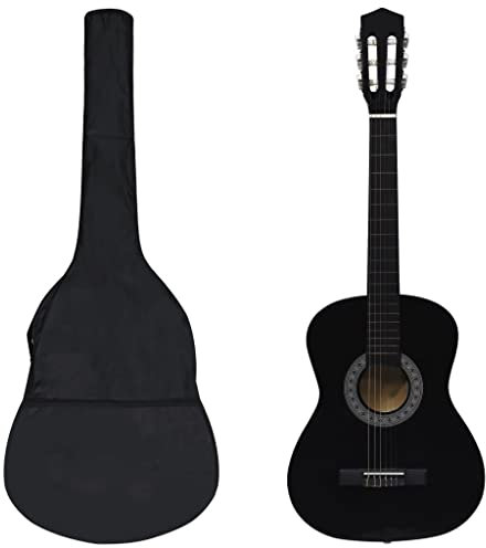 vidaXL Klassikgitarre Set 8-tlg. für Anfänger Amateurmusiker Klassisch Gitarre Konzertgitarre Saiteninstrument Musikinstrument Schwarz 3/4 36