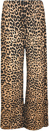 WearAll Palazzo-Hose für Damen, Blumenmuster, weites Bein, Schwarz mit Punkten, braun, 34-36