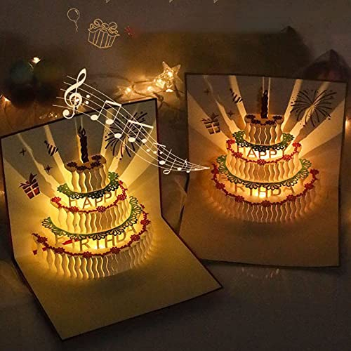 Glückwunschkarten, 3D Geburtstagstorte, Pop Up Grußkarte, änner & Frauen, beste Freundin, Schwester, Bruder, Mutter, Vater, Ehemann, Ehefrau, Weihnachten, Umschlägen