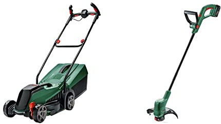 Bosch Cordless Lawnmower CityMower 18V-32 (18 Volt, 1x Battery 2.5 Ah, Brushless Motor, Cutting Width: 32 cm, Lawns up to 300 m², in Carton Packaging) & Cordless Grass Trimmer EasyGrassCut 18V-230