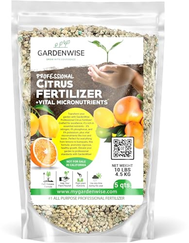 GARDENWISE Professional Citrus Fertilizer + Vital Micronutrients; Perfect Balanced NPK for All Citrus; for Indoor and Outdoor Plants; Orange, Lime, Avocado and Lemon Tree Fertilizer (5 QUARTS)