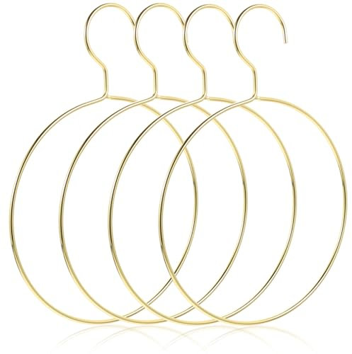 MAGICLULU 4pcs Cintre ÉCharpe Rond MéTal Doré, Organisateur De Garde-Robe Multi-Fonctionnel pour Cravates, Ceintures Et ÉCharpes, Maximiser Espace