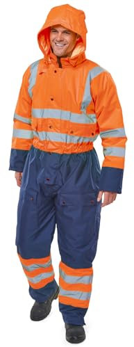 BEESWIFT Thermal Two-Tone HI-VIS Waterproof Overall Orange/Navy 3XL