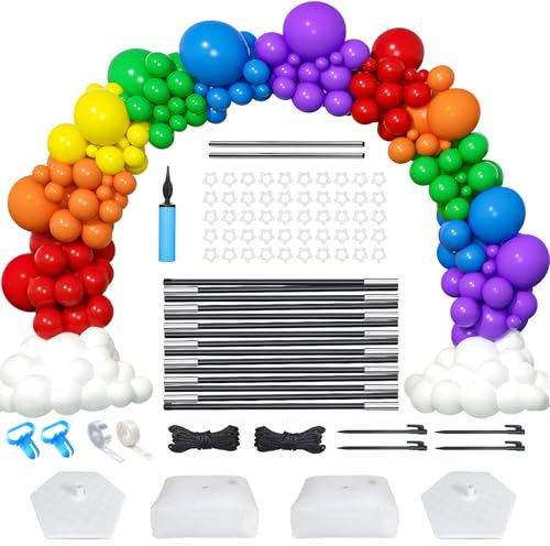 ANMITU Kit de soporte ajustable para arco de globos, 3 m de ancho x 2,7 m de alto con base rellenable de agua para bodas, cumpleaños, baby showers, fiestas de graduación (no incluye globos)
