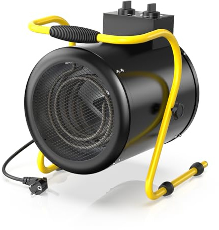 DAHTEC Calefactor Industrial 3000W - Calentador Aire Caliente Portatil - con Ajuste de ángulo de 0 a 25° y Termostato - Apto para Construcción, Garaje e Invernadero