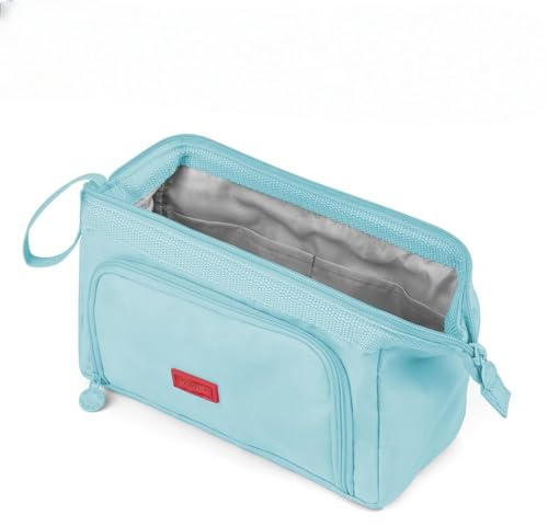 LAIBUY Estuches grandes para niñas, estuche para lápices súper grande para mujeres, estuche con cremallera para bolígrafos, organizador de papelería, estuche escolar duradero (azul)