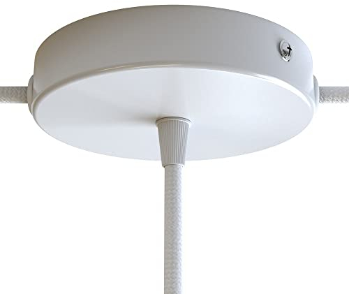 creative cables Kit Rosace cylindrique en métal avec 1 Trou Central et 2 Trous latéraux - Conique, Blanc Brillant