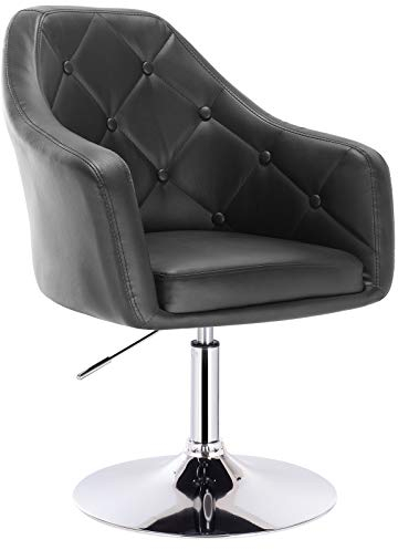 WOLTU 1x Barsessel Loungesessel, stufenlose Höhenverstellung, verchromter Stahl, Kunstleder, gut gepolsterte Sitzfläche mit Armlehne und Rücklehne, Schwarz