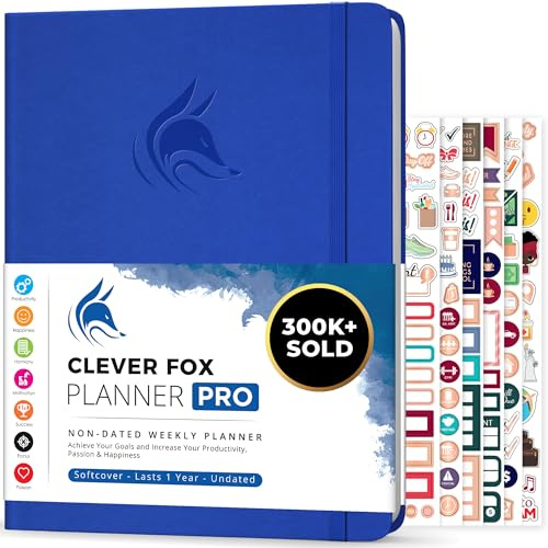 Clever Fox Planner PRO – Weekly & Monthly Life Planner to Increase Productivity, Time Management and Hit Your Goals, 21.5x28cm (Royal Blue)