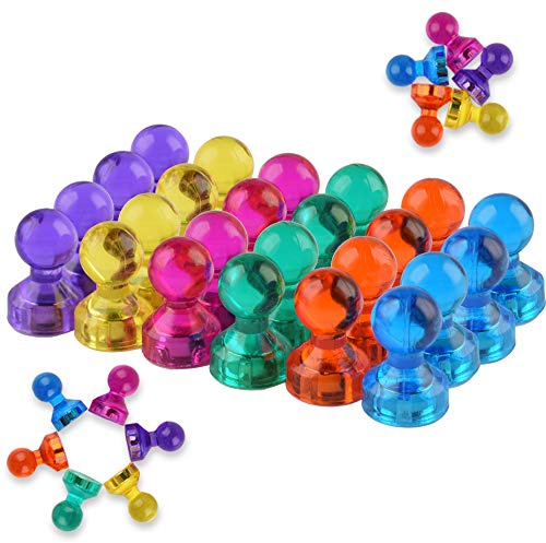 CTZD 24 Pack Magnets Whiteboard Push Pins,6 Assorted Color Fridge Magnetic Pushpins,Refrigerator Magnet Push Pin,for Home,Office,School,Map,Calender