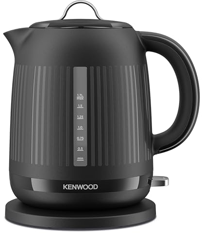Kenwood Dawn Electric Kettle, 360° Swivel Base, Water Level Indicator, Cord Storage, Boil-Dry Protection, removable Filter, Capacity 1.7L, ZJP09.000BK, 3000W, Midnight Black