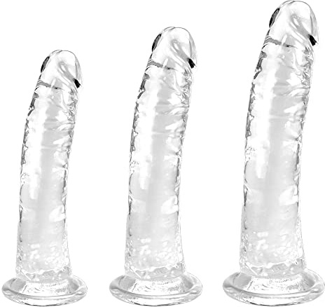 Clear Suction Realistic Dildo Set - 3 Sizes(small6.4'',big7.4'', huge9.6'') for Anal and Vaginal Pleasure - Perfect for Beginners to Advanced Users Lifelike Penis