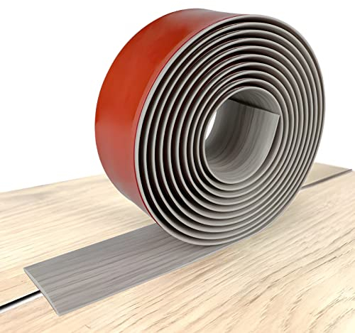 Bekeify PVC Bodenübergangsstreifen Graues Holzkorn 5 x 300 cm Schwellenstreifen Laminat Schwellenwert Teppich Rand Tür Teiler Selbstklebend