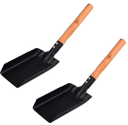 HIXNUG Paletta per carbone in metallo con manico in legno per camino, cucchiaio per carbone, piccola paletta per camino (1)