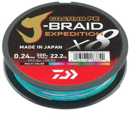 DAIWA J-Braid Expedition X8E 0,20 mm 16 kg / 35,3lbs/35 kg (300 m) Flerfärgad, flätad fiskelina