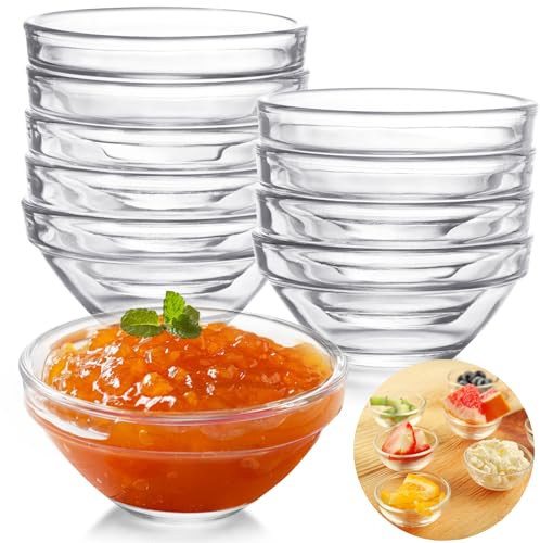 Mispudin Kleine Dipschalen Ø 7,5 cm, 10er-Set 75ml Glasschale für Saucen, Toppings, Gewürze, runde Mini Dip Schälchen, Dipschalen Set für Dressings, Vorspeisen