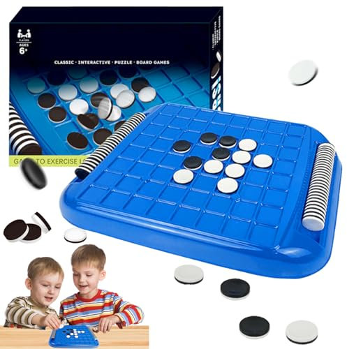 Othello-Brettspiel, Reversi-Brett-Spiel, Re-versi Brain Teaser Familienspaßspiel, Tragbares Othello-Spiel, Interaktives Schwarz-Weiß-Brettspiel, Reversi Schach, Spielzeug für Kinder ab 7 Jahren