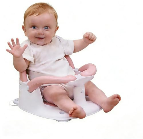 Asiento de baño para bebés de 6 meses en adelante sentados, asiento de baño infantil con alerta de temperatura y cojín antideslizante, asiento de baño para niños pequeños, silla de baño para bañera