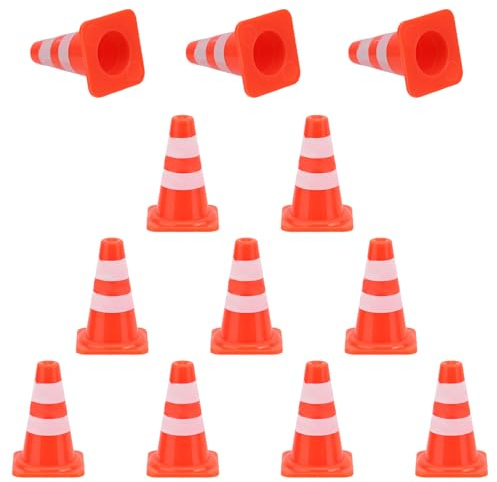 50 Pzs Mini Conos de Tráfico, Plástico 2,4 cm para Construcción Señales de Precaución Juguetes Señales Tráfico para Fiestas Temáticas Arquitectura Infantil Micropaisaje