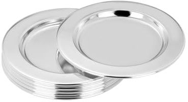 Set di 6 piatti in vetro lucido liscio – Sottobicchieri placcati in argento Ø 10,5 cm – Elegante sottobicchiere per bicchieri, tazze e decorazioni, protezione antigraffio ed elegante decorazione da