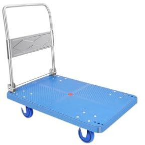 DUANHOZ Plattformsvagn handvagnar vagnar vagnar hopfällbar tyst handvagn plattsäng, hushåll liten vagn, plast flatsäng, släpvagn, transport, bås lastbil (blå S)
