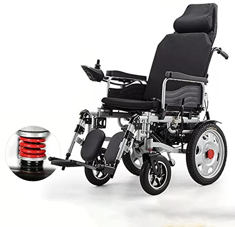 Elektrisk rullstol för seniorer, kolstål alla terränger vikbar krafthjulstol – 500 W motor, anti-tippare, 360° styrspak, underhållsfri