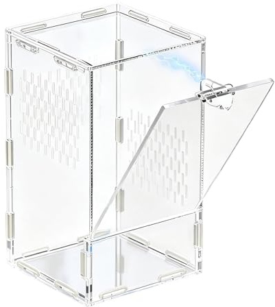 Terrarium, magnetisk dörrdisplay stängning, 20 x 20 x 30 cm habitatlåda med ventilationssystem, akrylstrukturfodral, reptil tank med modern stil, spindelhus för inomhus