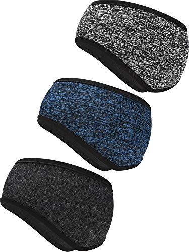 3 diademas para calentar las orejas, de cobertura completa, diadema deportiva para uso al aire libre, deportes, fitness (negro, azul, negro y escritura)
