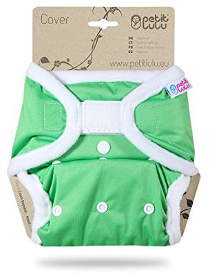 Petit Lulu Größe 2 PUL Überhose (5-16 kg) | Klett | One Size Windelüberhose | Baby Windelhose | Waschbar & Wasserdicht | Stoffwindeln | Hergestellt in EU (Grün)