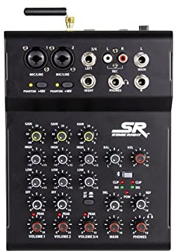 Monoprice ix4B 4-Channel Live Sound and Recording Mixer - With Bluetooth, USB, and Effects - Stage Right Series