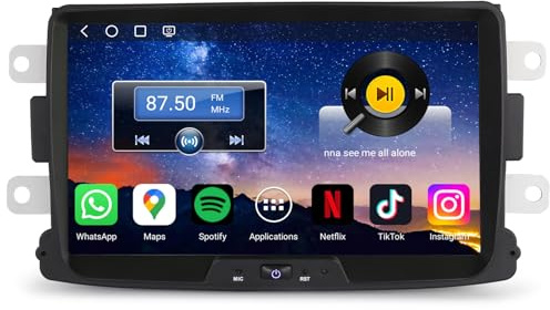 Erisin Snapdragon 8-Núcleo 4GB+64GB 8 Android 14 Radio Coche Bluetooth GPS Navegador para Dacia Sandero Logan Lodgy Duster Dokker CarPlay Android Auto DSP Dab+ WiFi 4G USB Canbus IPS Pantalla táctil